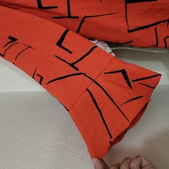 Ali Miles Artsy Art to wear Blouse XL Zipper Back Ruffle Sleeve Collegiate Lux - Picture 2 of 14